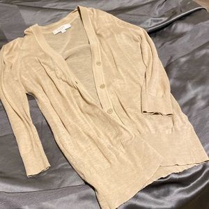 3/4 sleeve tan cardigan size medium Loft